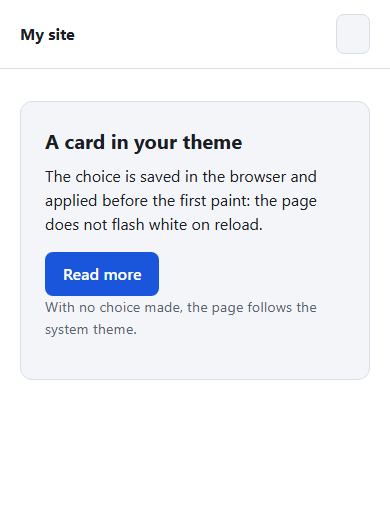 Script at the end of the page: the choice “dark” is saved, but the page is light, this is the flash